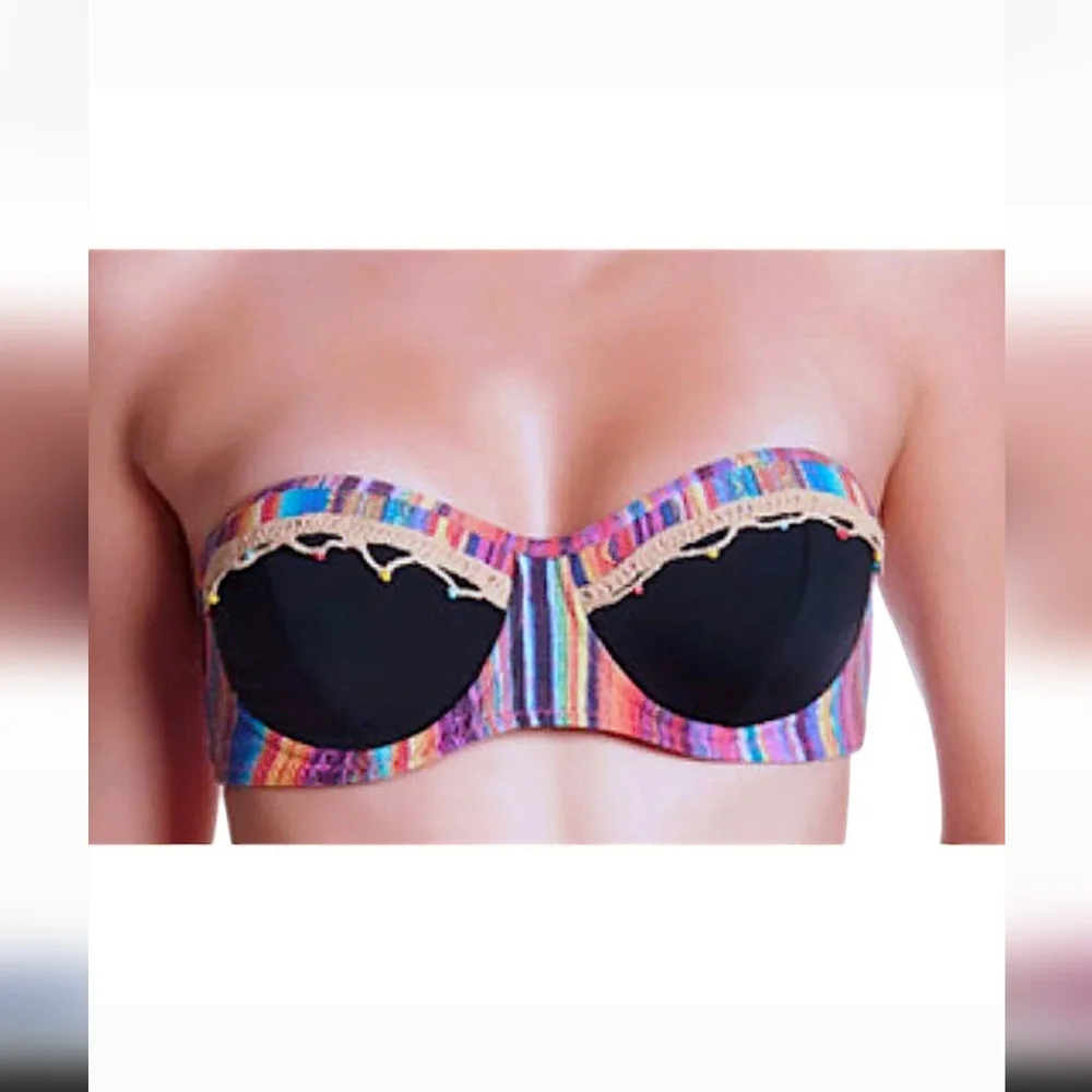 Ale By Alessandra Colorful Striped Bikini‎ Top
